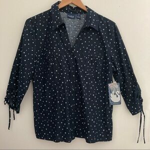 Gloria Vanderbilt Casuals V-Neck Button Down M